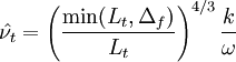 \hat{\nu_t}=\left(\frac{\min(L_t,\Delta_f)}{L_t}\right)^{4/3}\frac{k}{\omega}