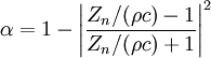 \alpha = 1 - \left|\frac{Z_n/(\rho c) - 1}{Z_n/(\rho c) + 1}\right|^2
