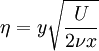 \eta = y \sqrt{\frac{U}{2 \nu x}}